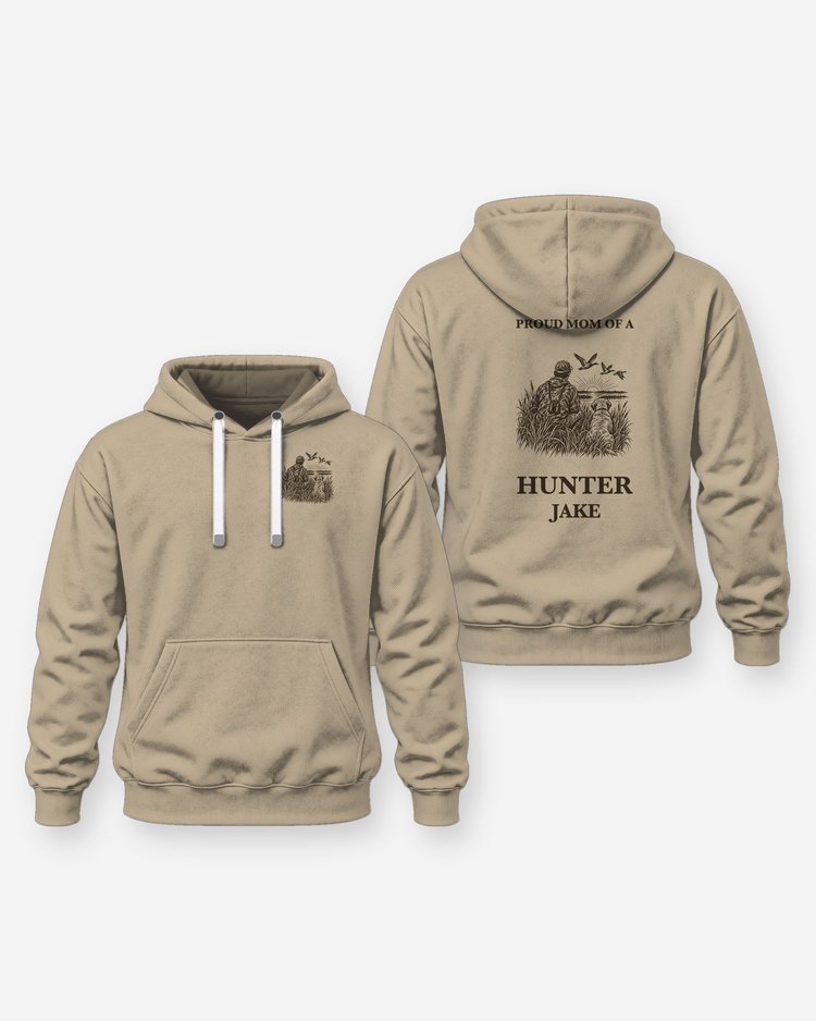 Proud Mom Of A Hunter Custom Name Woodcut Shirt - Hoodie