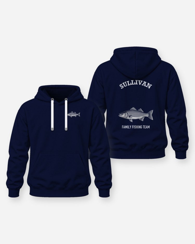 Custom Family Name Striped Bass Fishing Team Shirt - Hoodie