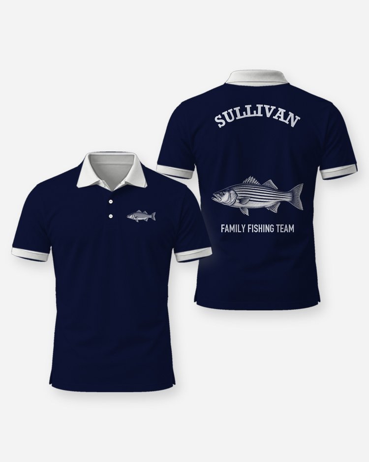 Custom Family Name Striped Bass Fishing Team Shirt - Polo