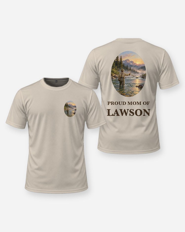 Proud Mom Of Custom Name Fly Fishing Vintage Art Shirt - front and back