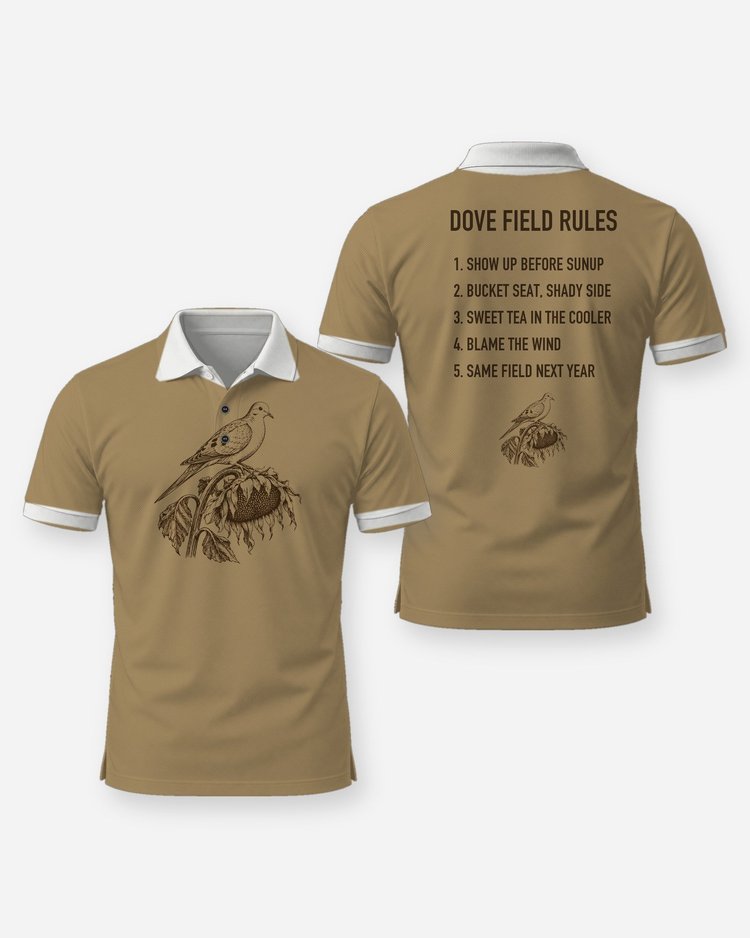 Dove Field Rules Woodcut Mourning Dove Hunting Shirt - Polo