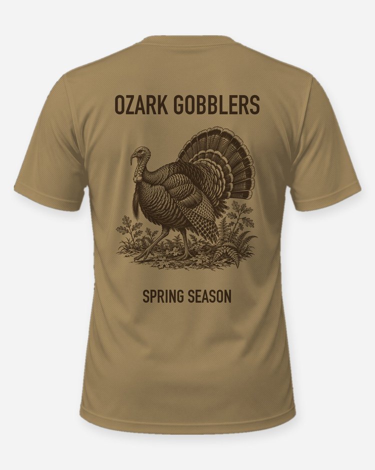 Ozark Gobblers Spring Season Strutting Turkey Hunting Shirt - back