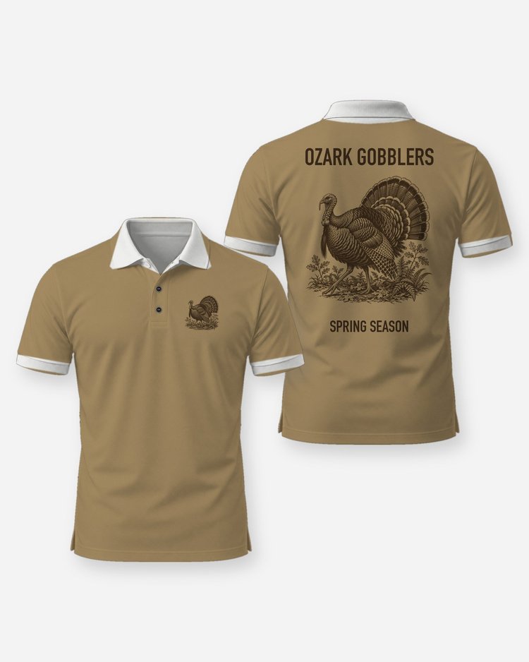 Ozark Gobblers Spring Season Strutting Turkey Hunting Shirt - Polo