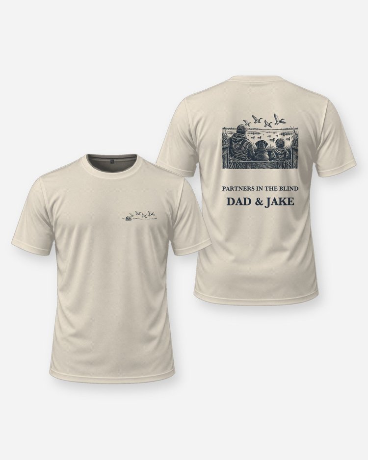 Custom Names Partners In The Blind Father Son Duck Shirt - front and back