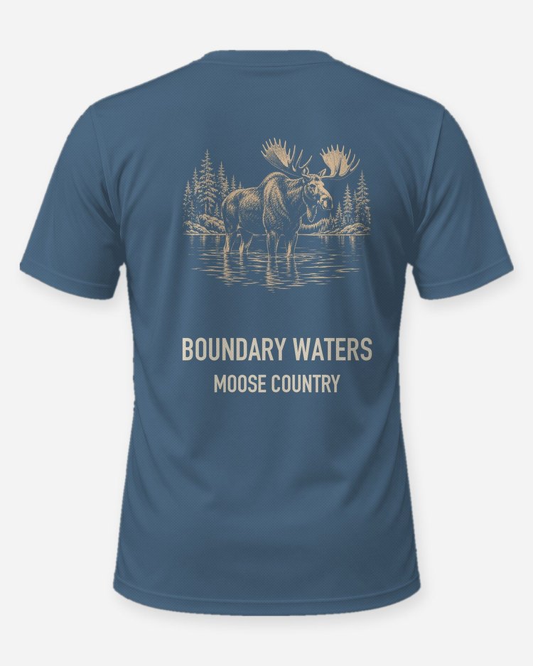 Boundary Waters Moose Country Woodcut Souvenir Shirt - back