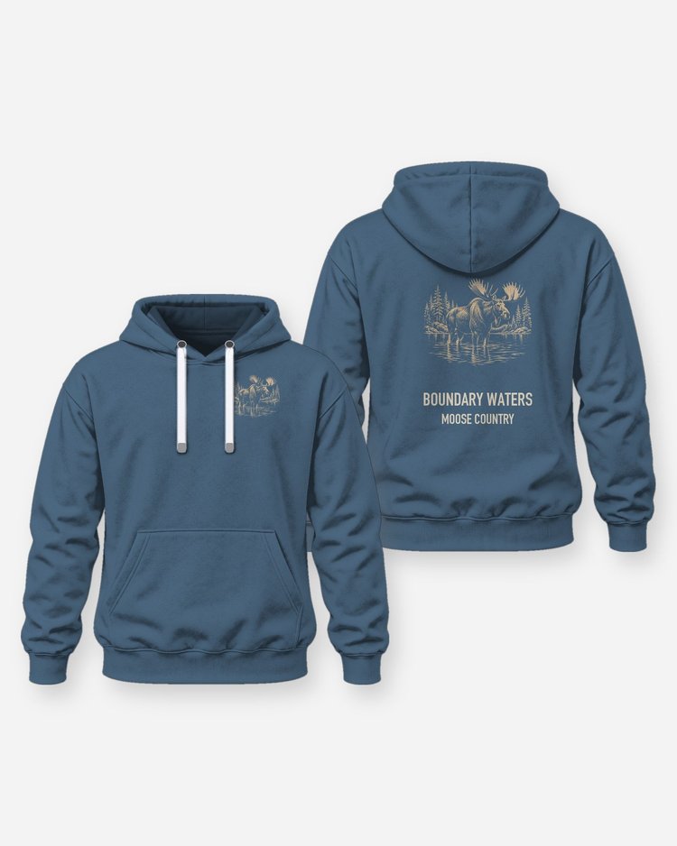 Boundary Waters Moose Country Woodcut Souvenir Shirt - Hoodie