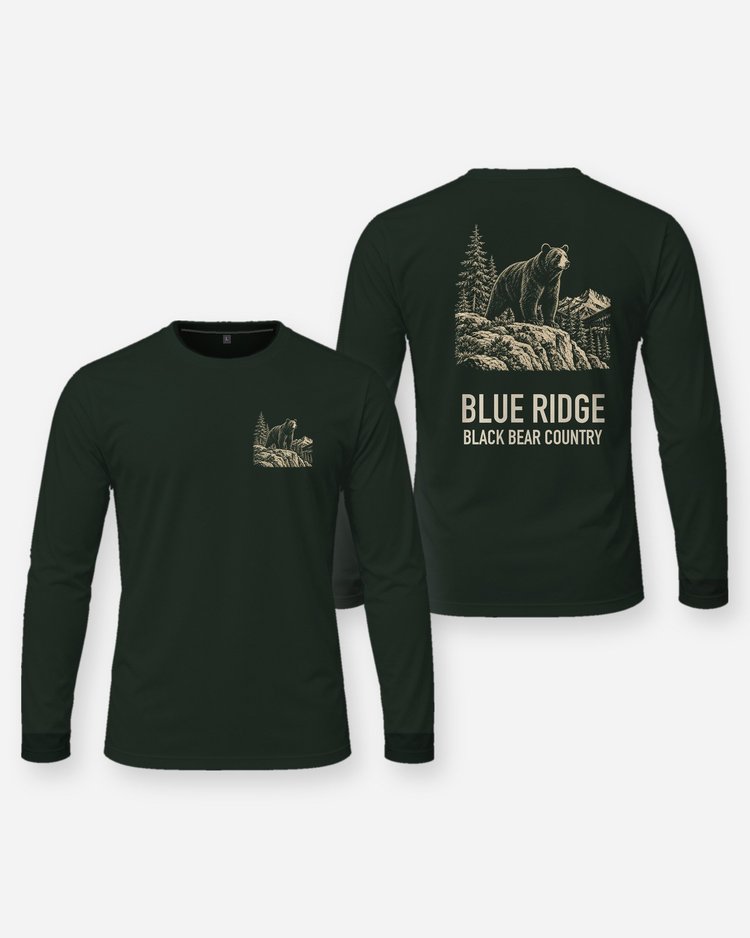 Blue Ridge Black Bear Country Woodcut Hunting Shirt - Long Sleeve