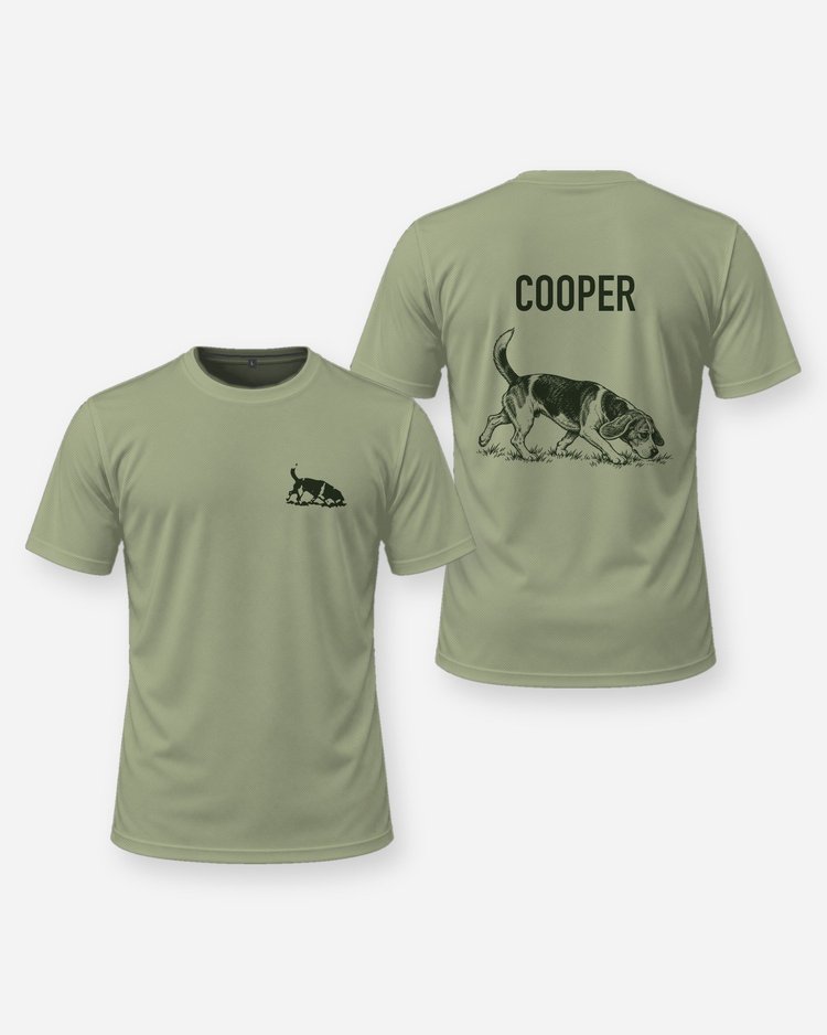 Custom Dog Name Beagle Rabbit Hound Woodcut Shirt - front and back