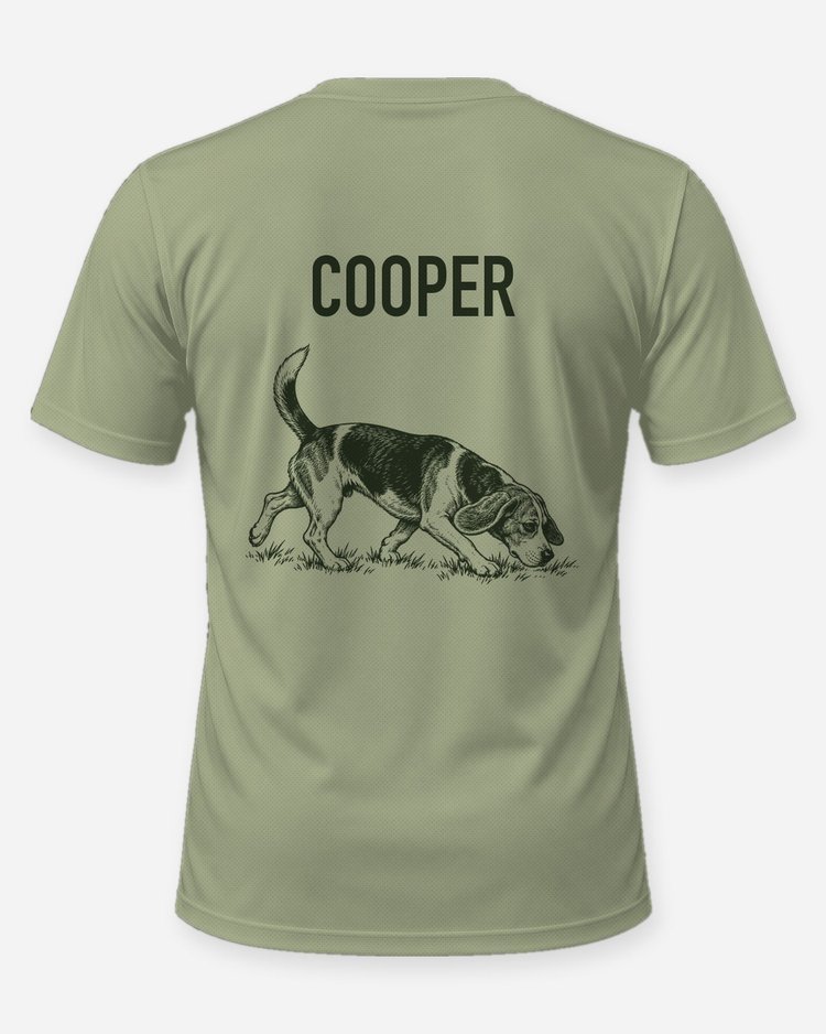 Custom Dog Name Beagle Rabbit Hound Woodcut Shirt - back