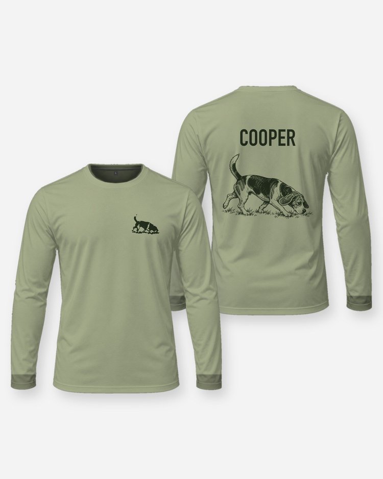 Custom Dog Name Beagle Rabbit Hound Woodcut Shirt - Long Sleeve