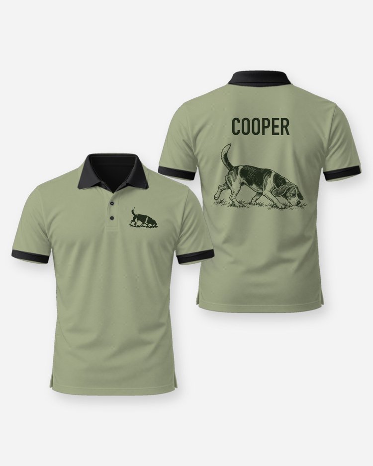 Custom Dog Name Beagle Rabbit Hound Woodcut Shirt - Polo
