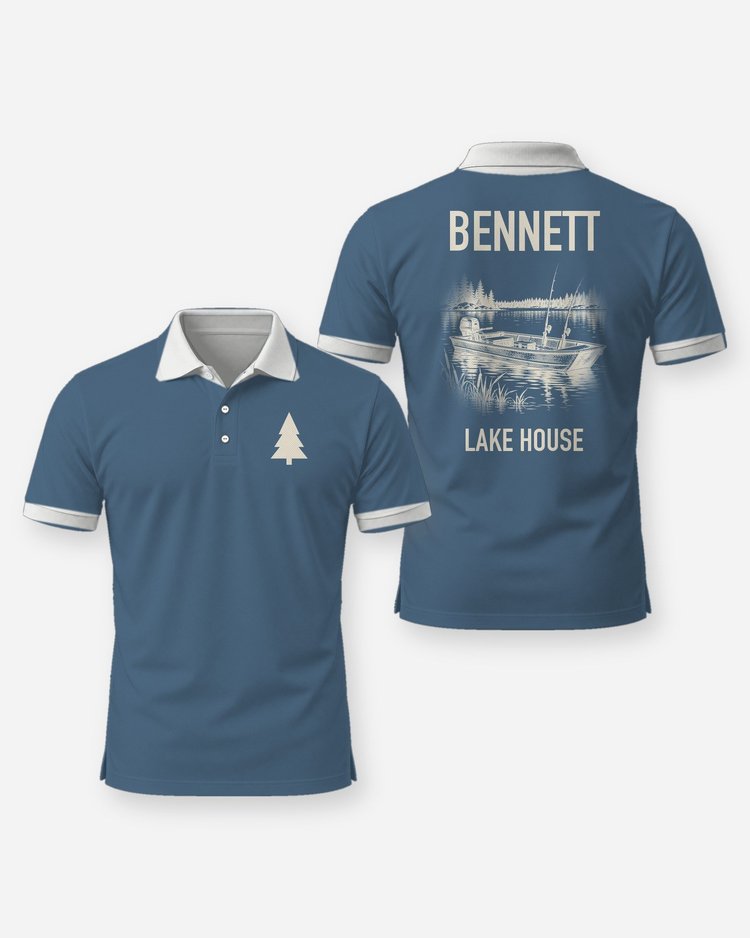 Custom Family Name Lake House Jon Boat Fishing Shirt - Polo