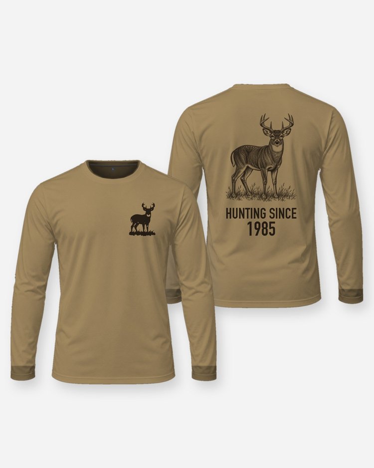 Hunting Since Custom Year Whitetail Buck Shirt - Long Sleeve