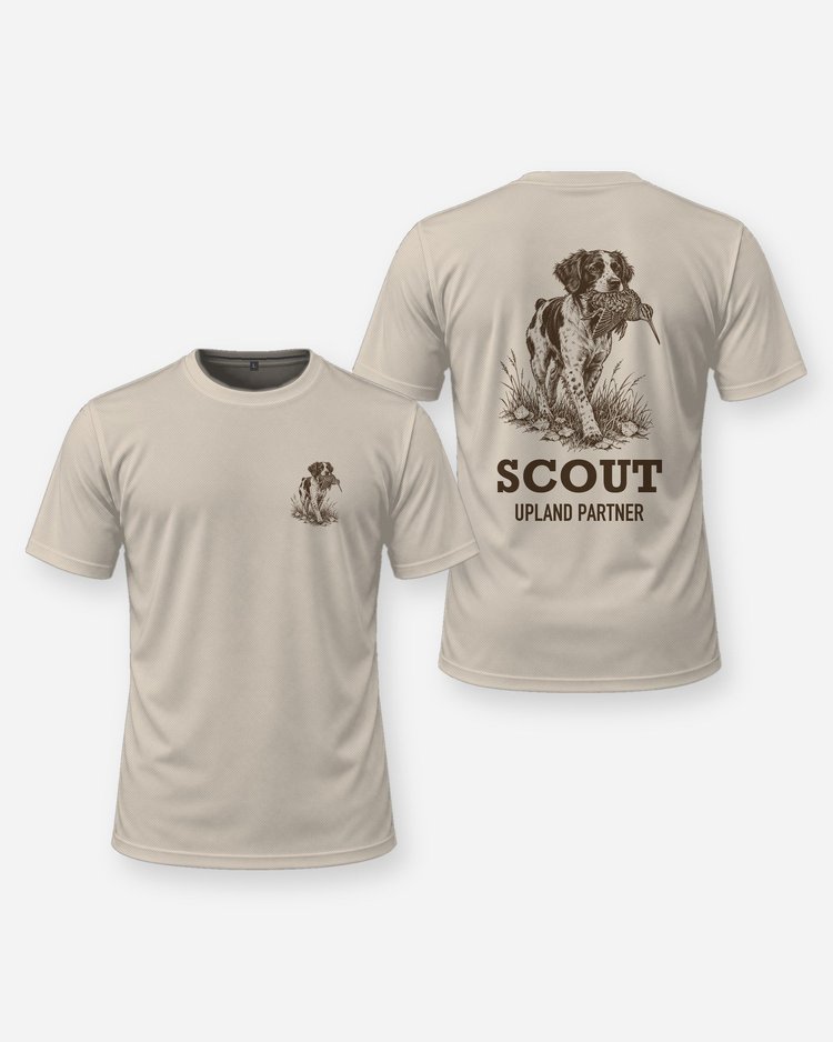 Custom Dog Name Brittany Woodcock Upland Partner Shirt - front and back