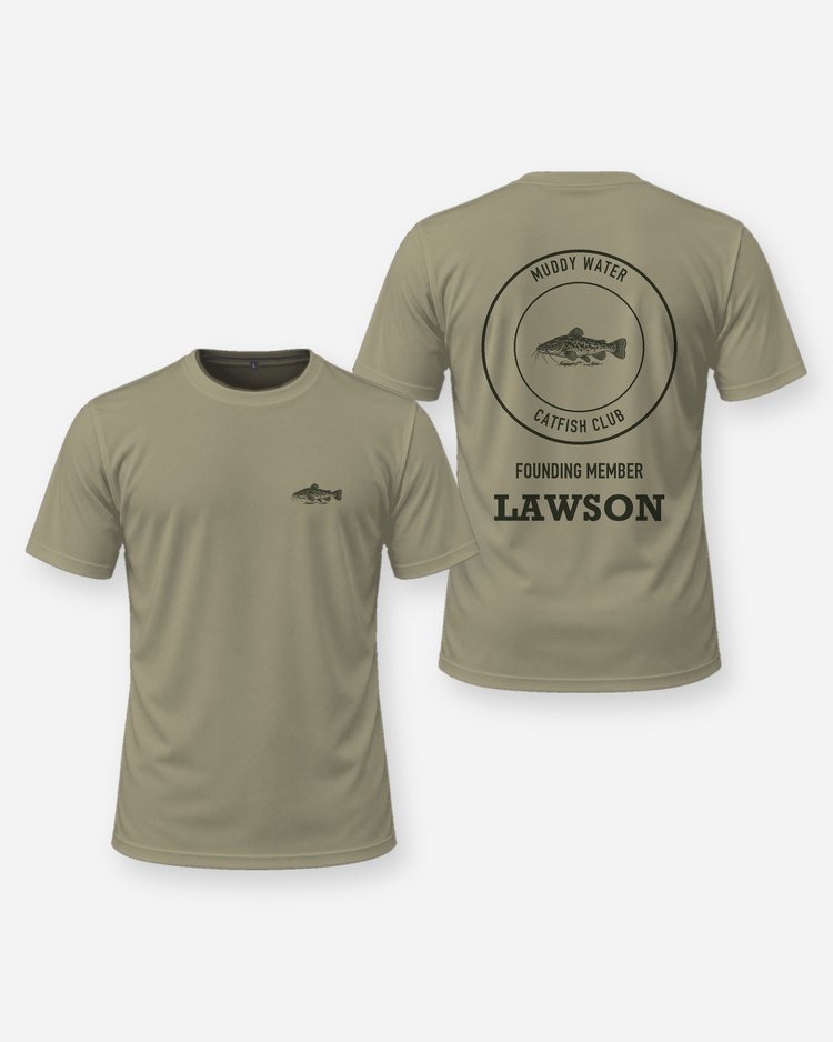 Muddy Water Catfish Club Founding Member Custom Name Shirt - front and back