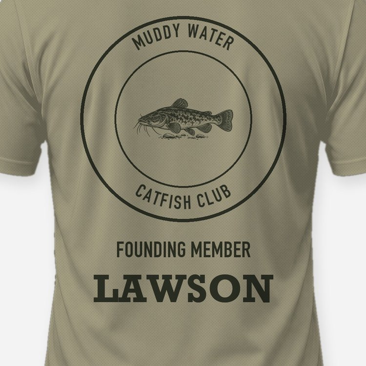 Muddy Water Catfish Club Founding Member Custom Name Shirt - print close-up