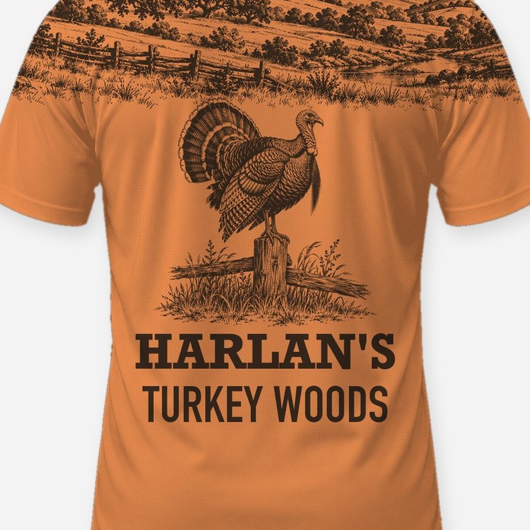 Custom Name Turkey Woods Oak Ridge Yoke Turkey Hunting Shirt - print close-up