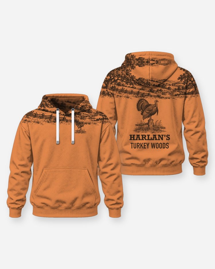 Custom Name Turkey Woods Oak Ridge Yoke Turkey Hunting Shirt - Hoodie