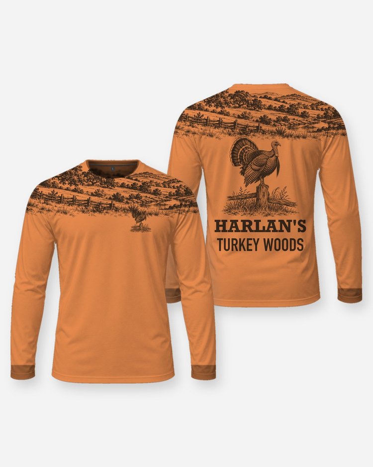 Custom Name Turkey Woods Oak Ridge Yoke Turkey Hunting Shirt - Long Sleeve