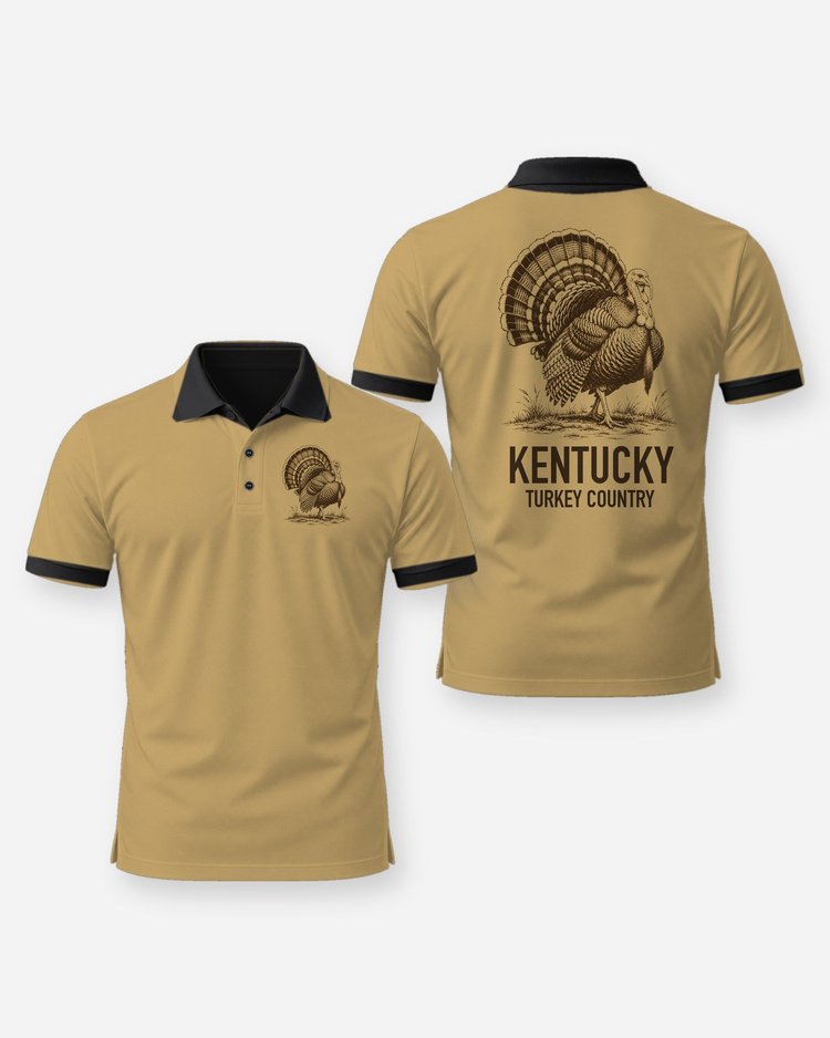 Custom State Turkey Country Woodcut Hunting Shirt - Polo