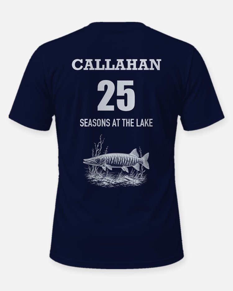 Custom Name And Seasons Count Muskie Fishing Shirt - back