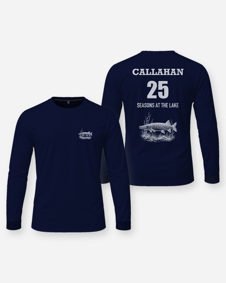 Custom Name And Seasons Count Muskie Fishing Shirt - Long Sleeve