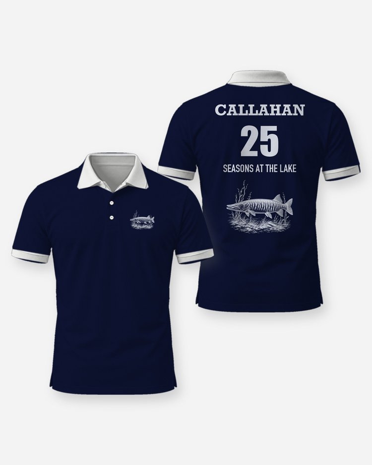 Custom Name And Seasons Count Muskie Fishing Shirt - Polo