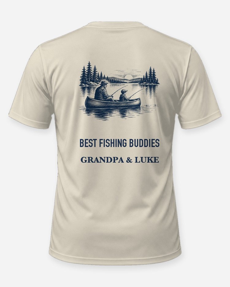 Custom Names Best Fishing Buddies Grandpa Canoe Shirt - back