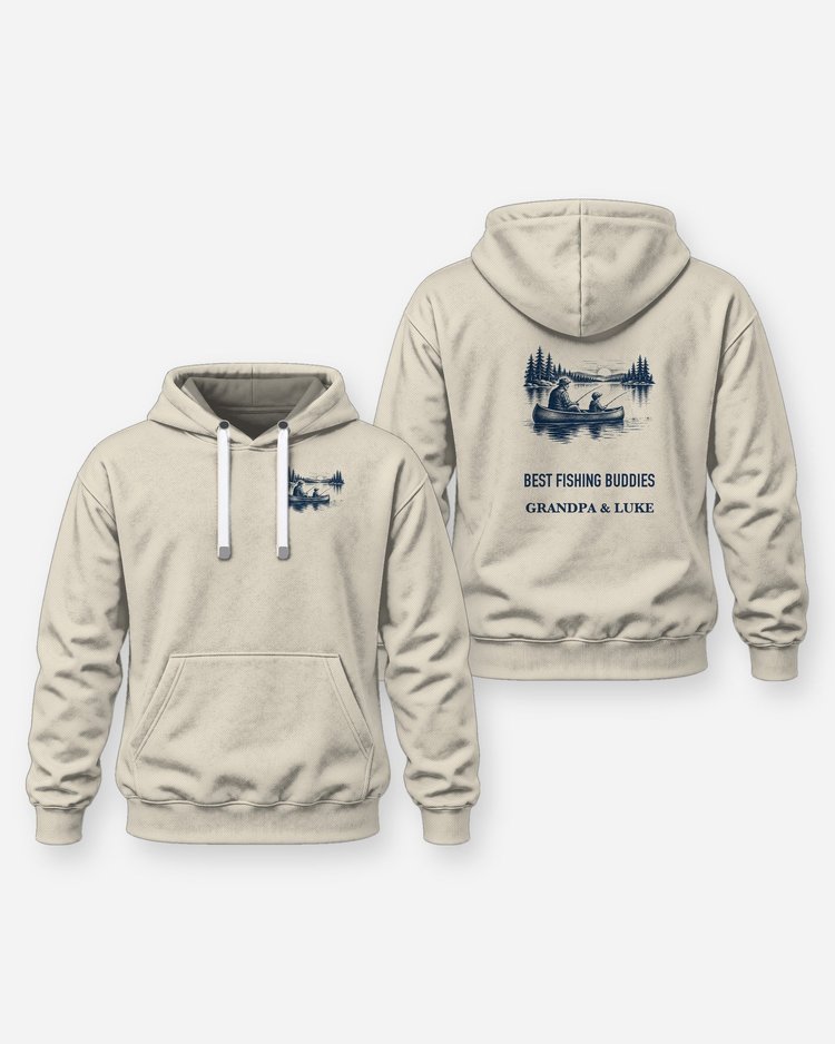 Custom Names Best Fishing Buddies Grandpa Canoe Shirt - Hoodie