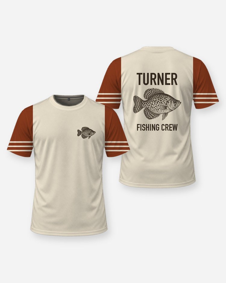 Custom Family Name Crappie Fishing Crew Shirt - front and back