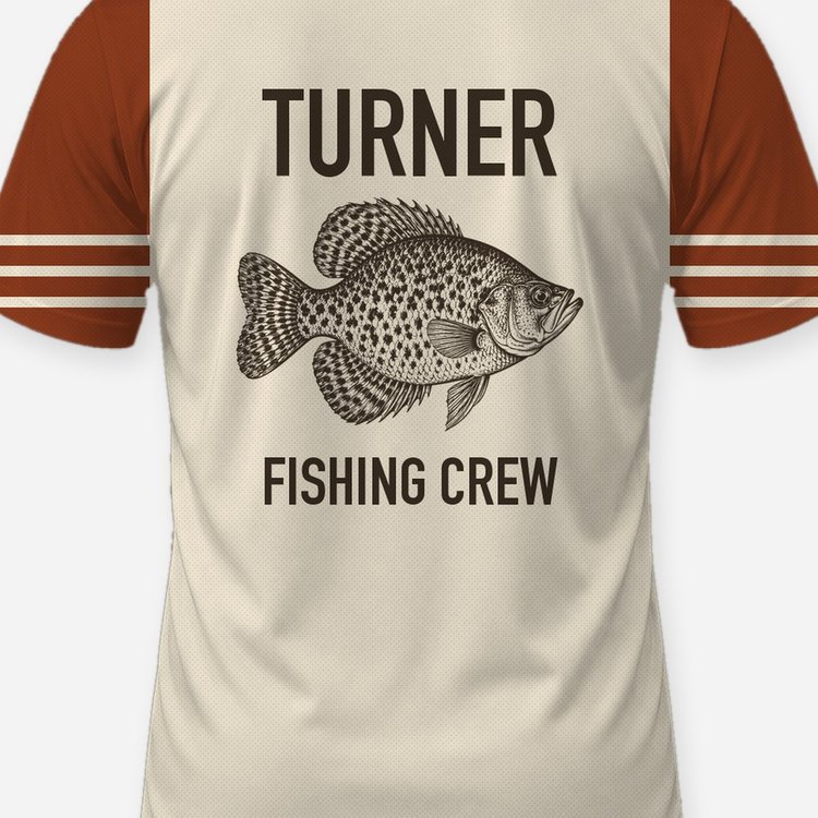 Custom Family Name Crappie Fishing Crew Shirt - print close-up