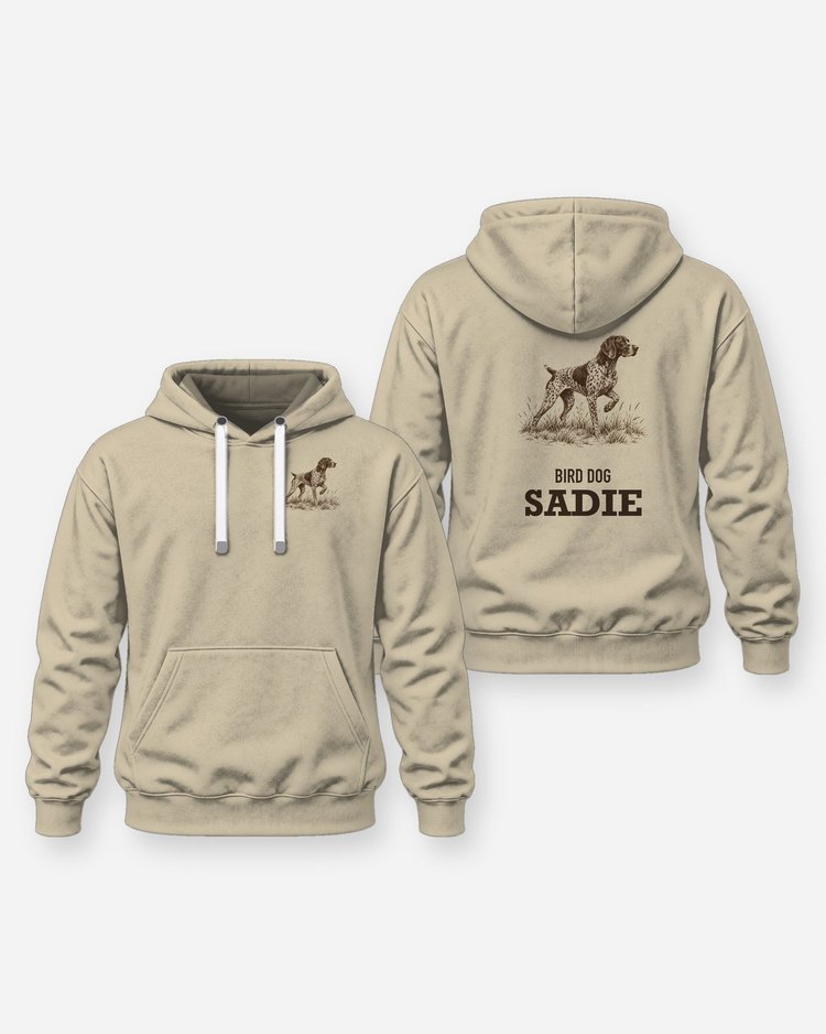 Custom Dog Name Bird Dog Shorthair Pointer Woodcut Shirt - Hoodie