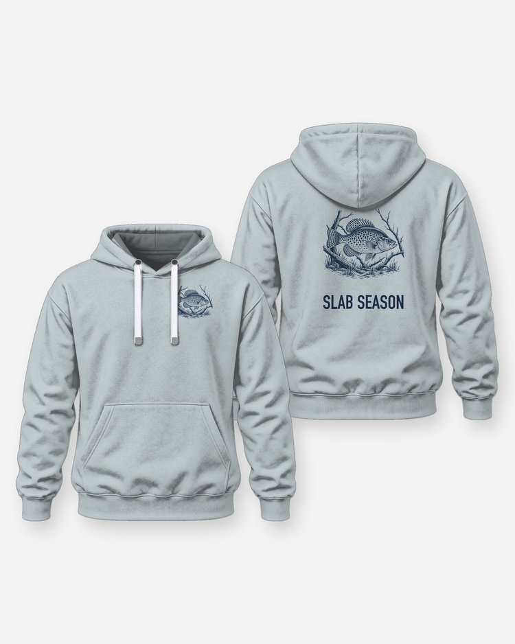 Slab Season Crappie Woodcut Fishing Shirt - Hoodie
