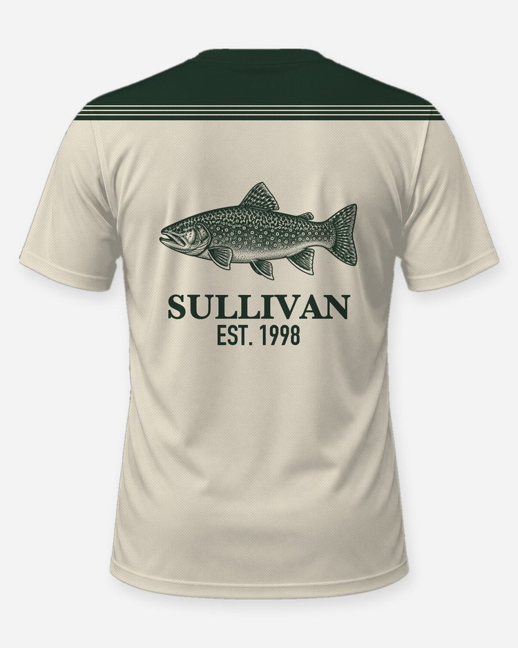 Custom Family Name Brook Trout Shoulder Yoke Fishing Shirt - back
