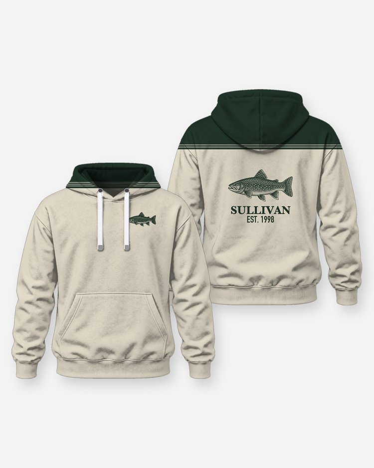 Custom Family Name Brook Trout Shoulder Yoke Fishing Shirt - Hoodie