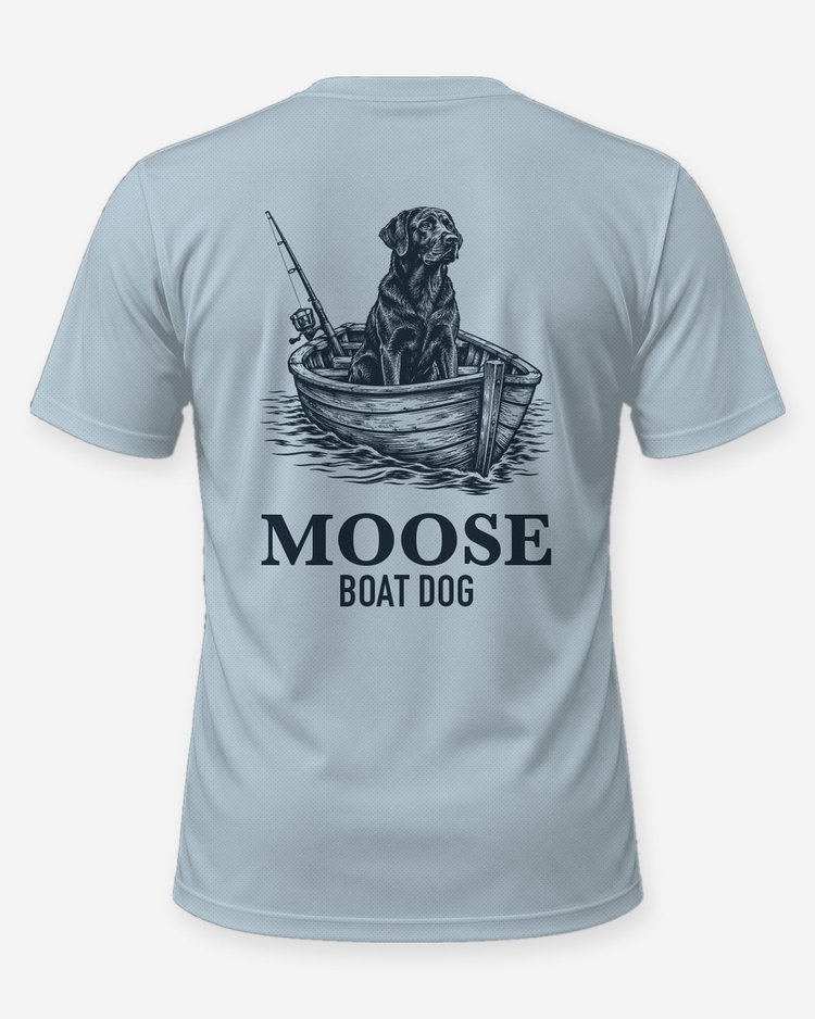 Custom Dog Name Chocolate Lab Boat Dog Fishing Shirt - back