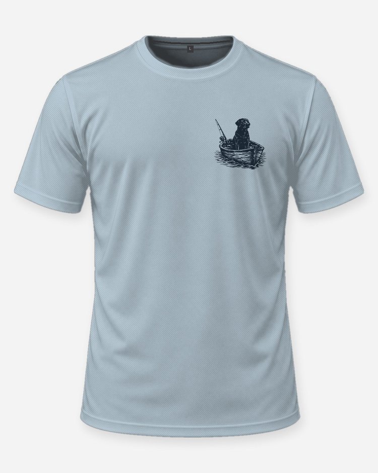 Custom Dog Name Chocolate Lab Boat Dog Fishing Shirt - front