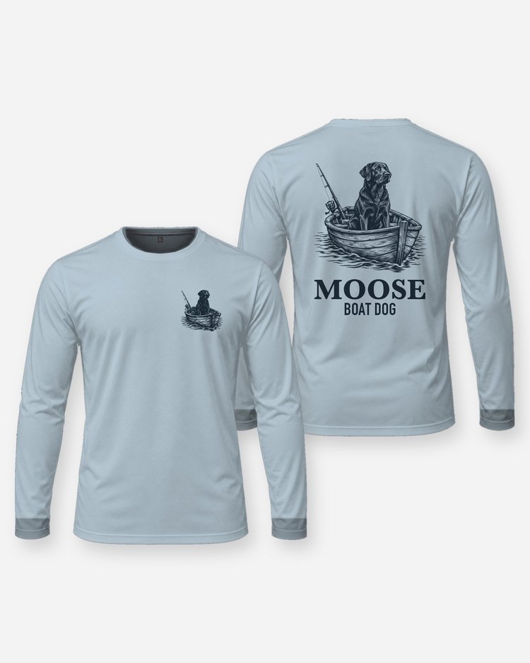 Custom Dog Name Chocolate Lab Boat Dog Fishing Shirt - Long Sleeve