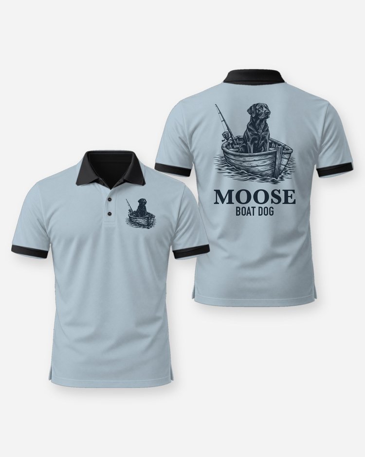 Custom Dog Name Chocolate Lab Boat Dog Fishing Shirt - Polo