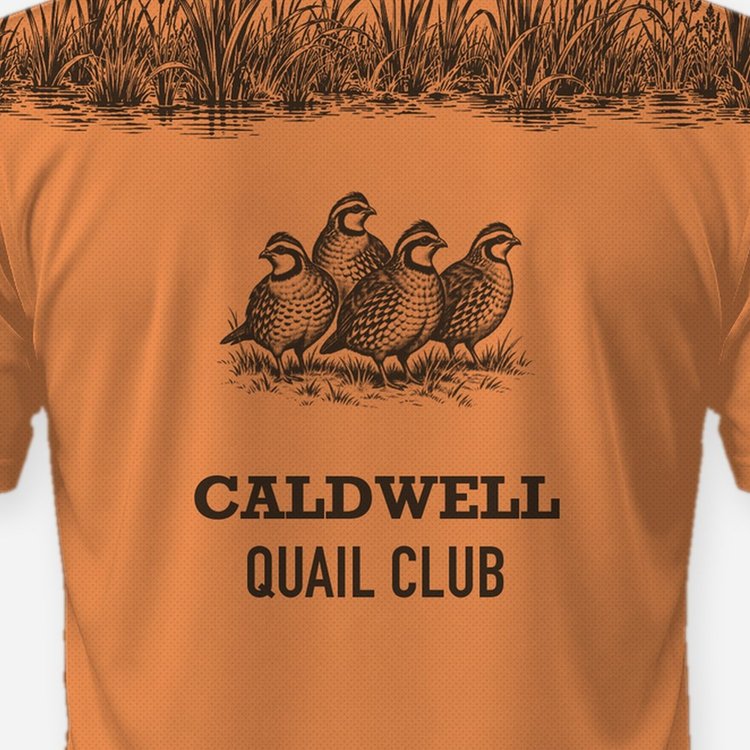 Custom Name Quail Club Bobwhite Cattail Yoke Hunting Shirt - print close-up