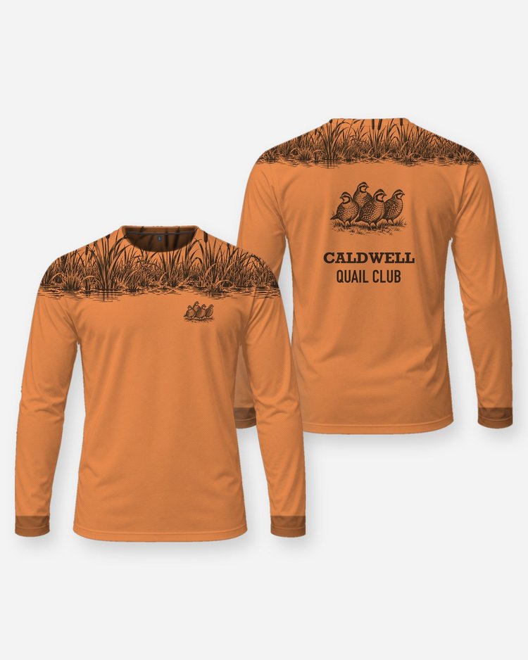 Custom Name Quail Club Bobwhite Cattail Yoke Hunting Shirt - Long Sleeve