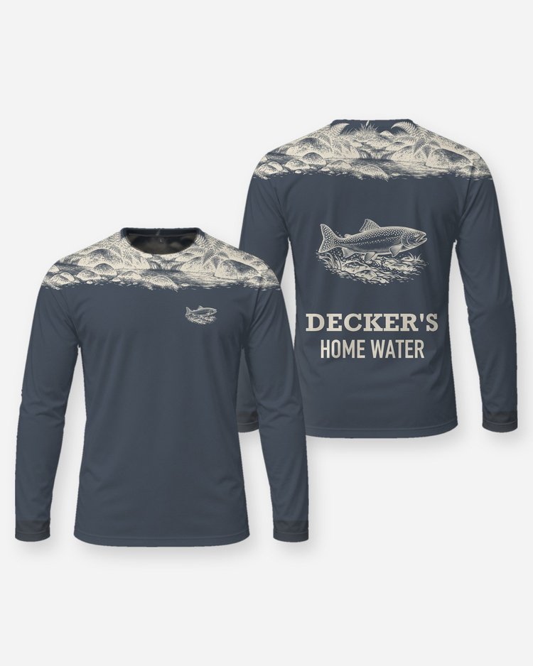 Custom Name Home Water Trout River Yoke Fishing Shirt - Long Sleeve