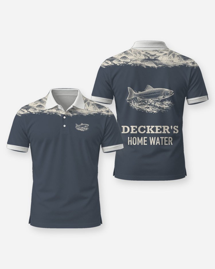 Custom Name Home Water Trout River Yoke Fishing Shirt - Polo