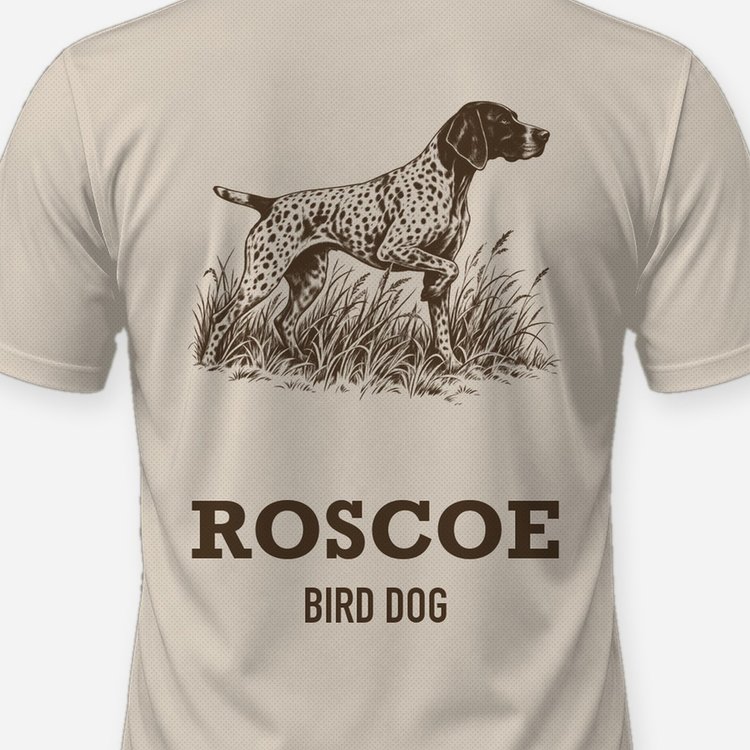 Custom Dog Name German Shorthaired Pointer Bird Dog Shirt - print close-up