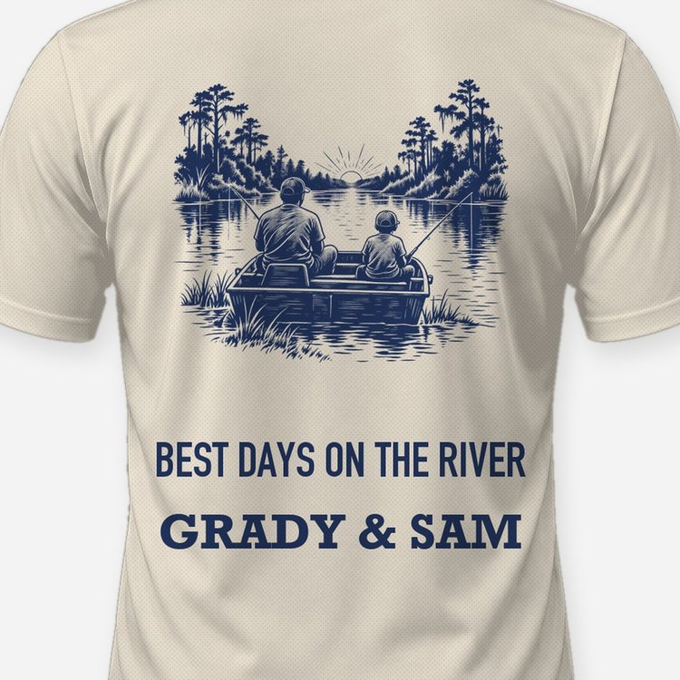 Best Days On The River Custom Names Jon Boat Fishing Shirt - print close-up