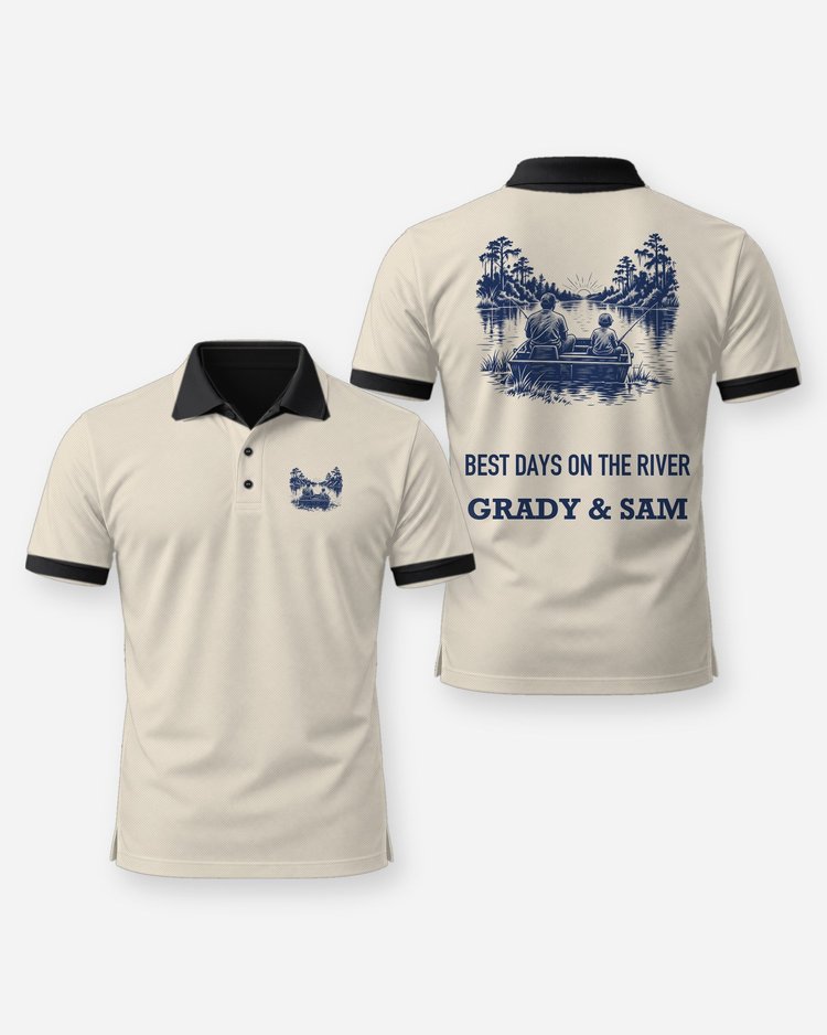 Best Days On The River Custom Names Jon Boat Fishing Shirt - Polo