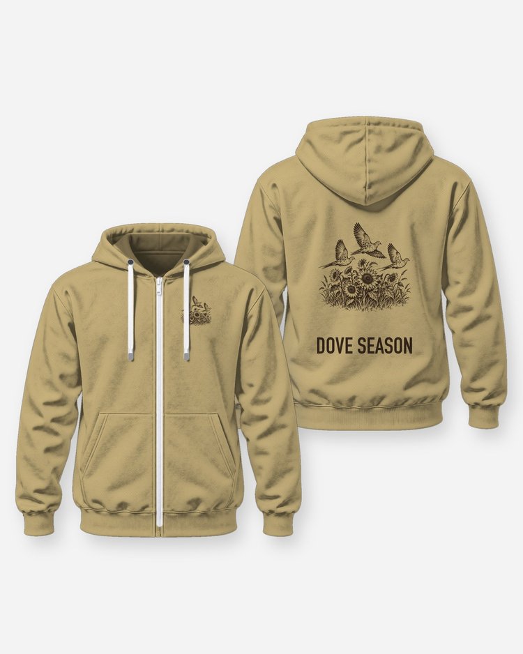 Dove Season Sunflower Field Woodcut Hunting Shirt - Zip Hoodie