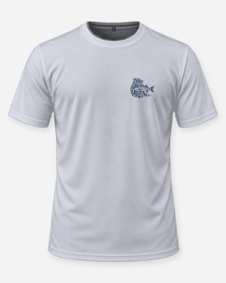Snook Season Mangrove Woodcut Fishing Shirt - front
