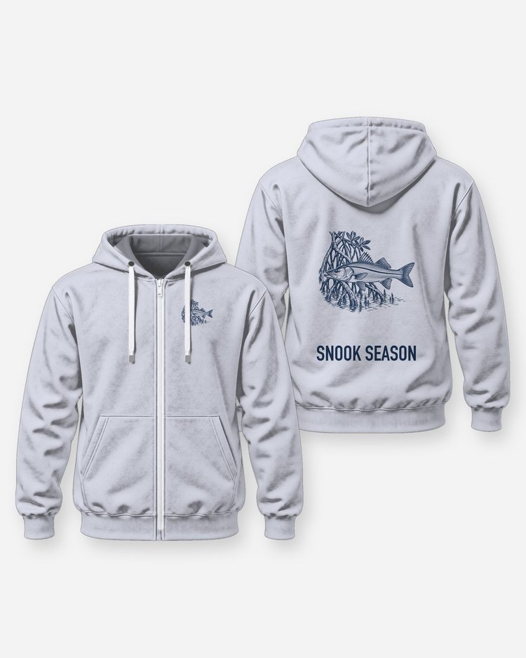 Snook Season Mangrove Woodcut Fishing Shirt - Zip Hoodie