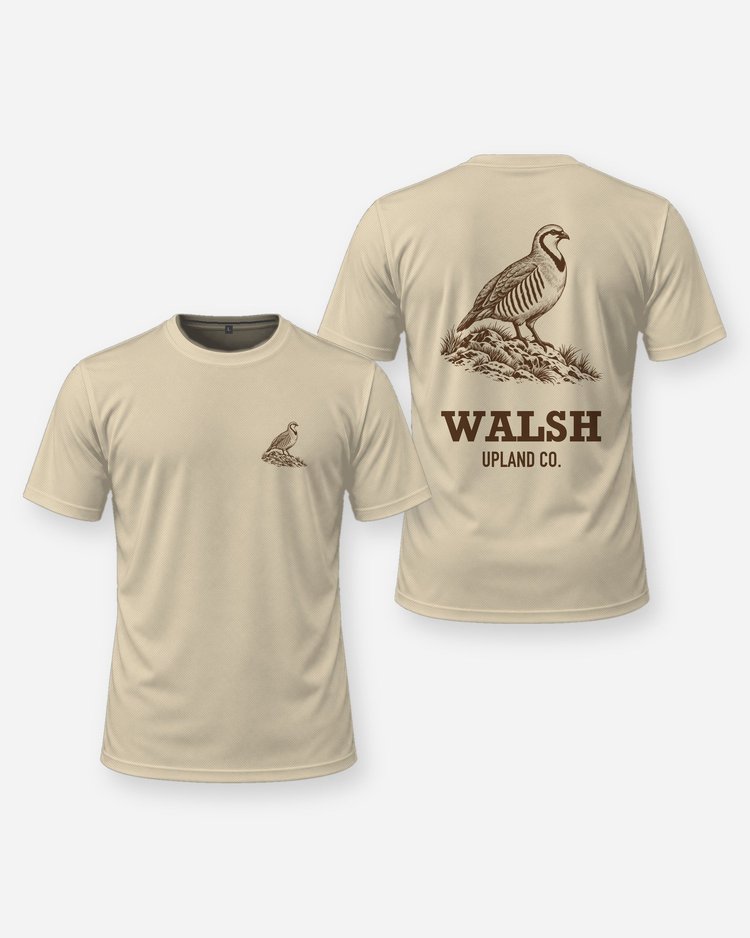 Custom Name Upland Co Chukar Partridge Woodcut Hunting Shirt - front and back